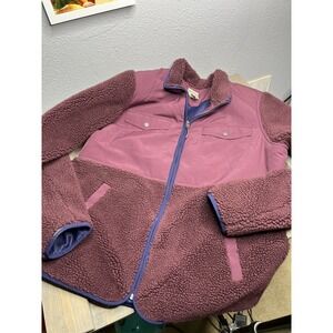 Duluth Trading Jacket Mens XL Maroon Full Zip-Up Fleece Navy blue